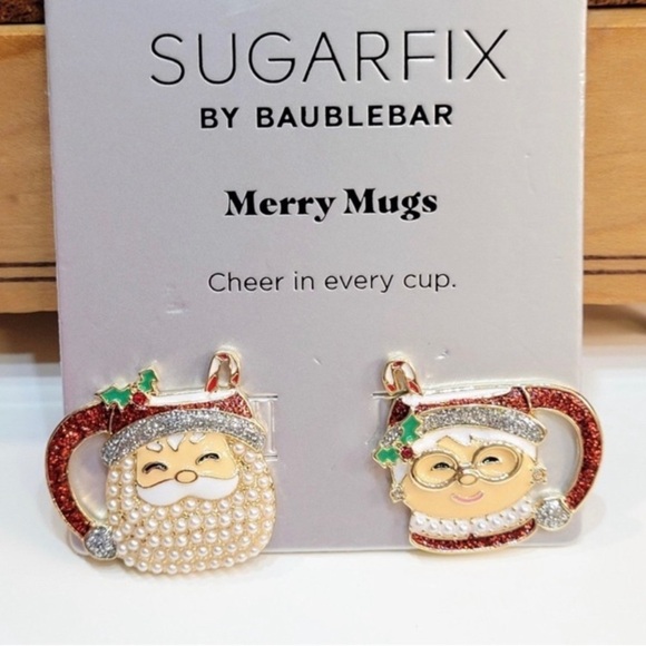 BAUBLEBAR 'Merry Mugs' Enamel Faux Pearl Santa & Mrs Claus Mug Earrings
NEW NWT - Picture 1 of 2